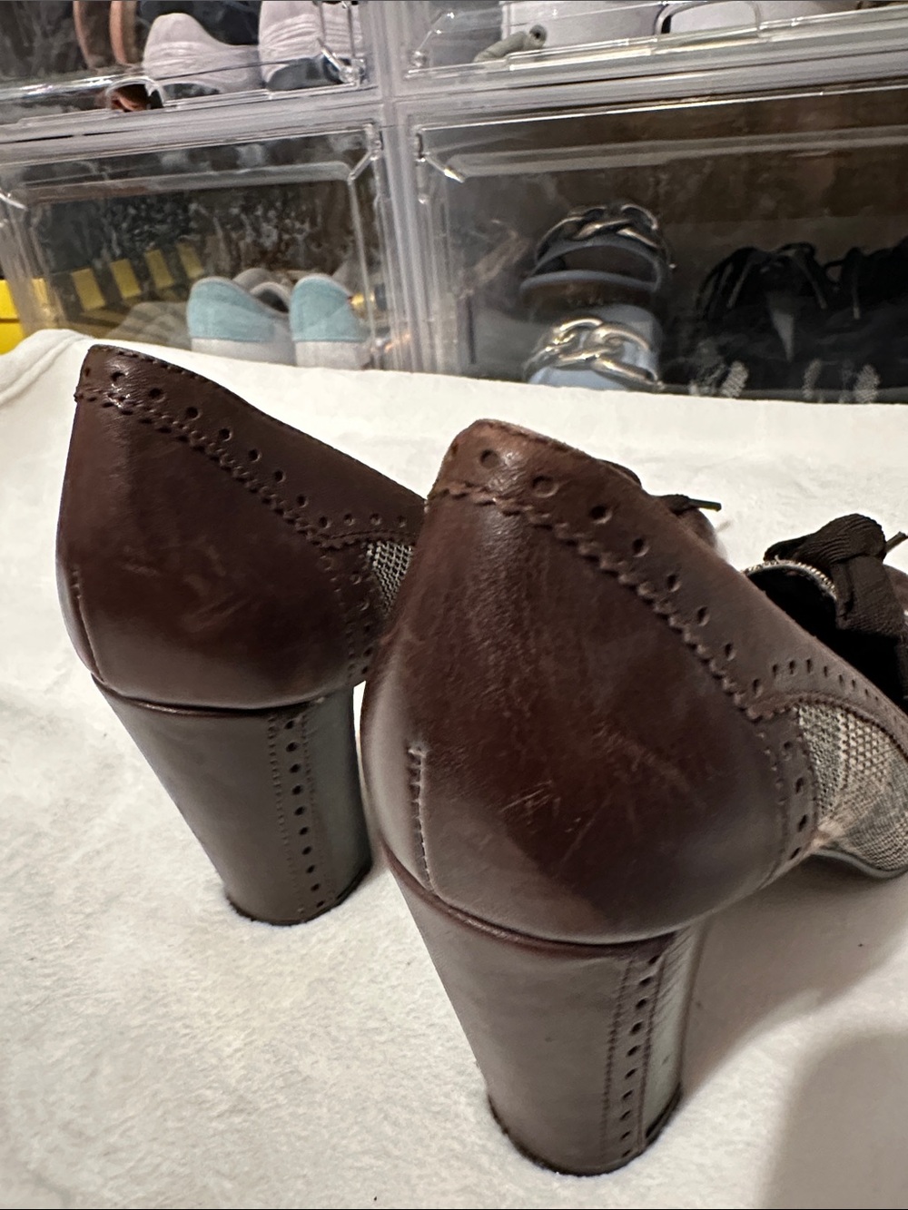 Franco Sarto Brown Plaid Bow Pump - Picture 9 of 12